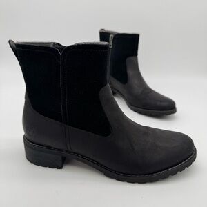 Timberland Black Leather Suede Zip Boots Size 8.5